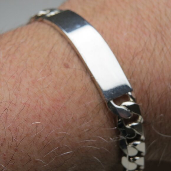 *925 Sterling Silver Men's ID Cuban link Bracelet - Picture 5 of 5